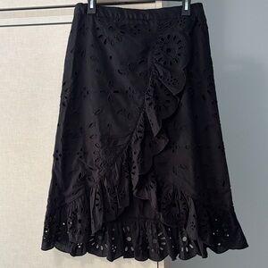 JCrew size M Black Eyelet Ruffle Skirt